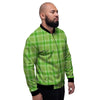 Saint Patrick's Day Shamrock Plaid Print Pattern Men's Bomber Jacket-grizzshop