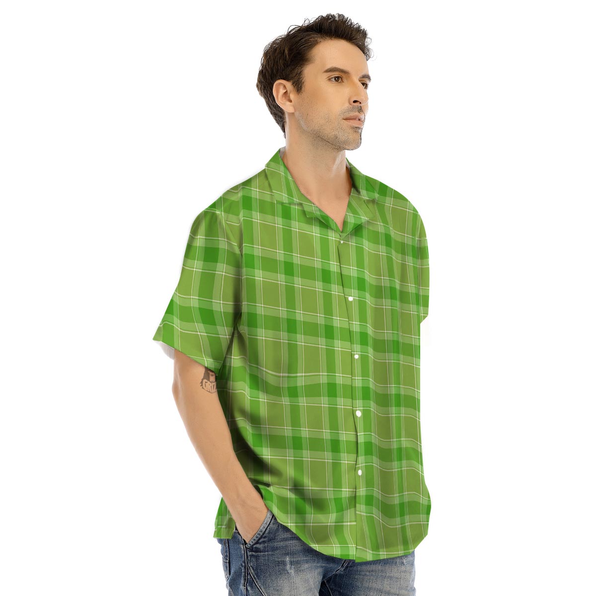 Saint Patrick's Day Shamrock Plaid Print Pattern Men's Hawaiian Shirt-grizzshop