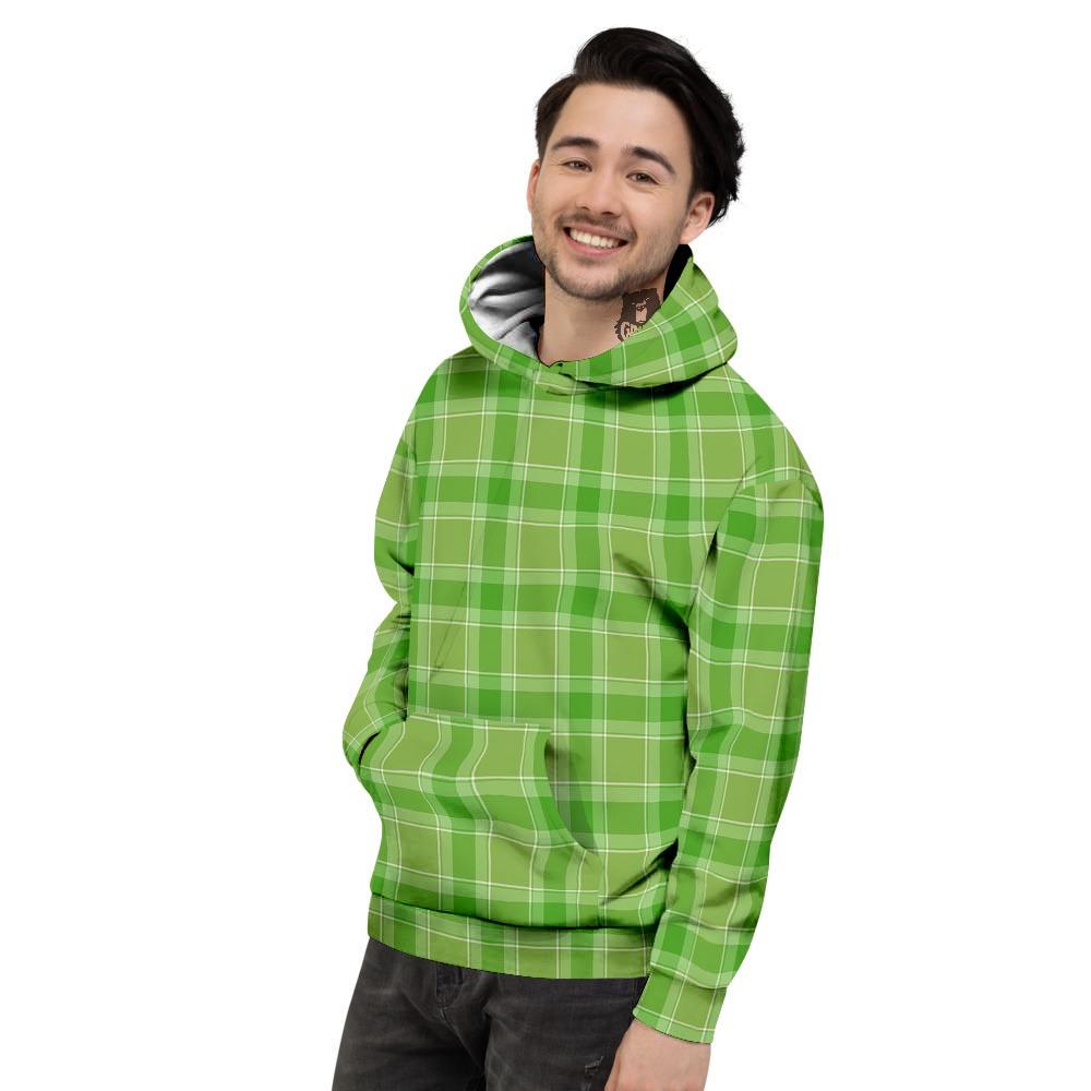 Saint Patrick's Day Shamrock Plaid Print Pattern Men's Hoodie-grizzshop