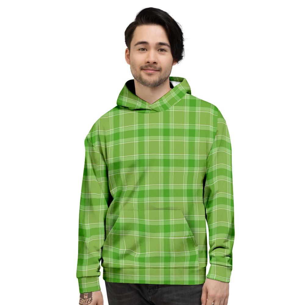 Saint Patrick's Day Shamrock Plaid Print Pattern Men's Hoodie-grizzshop