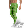 Saint Patrick's Day Shamrock Plaid Print Pattern Men's Leggings-grizzshop