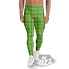 Saint Patrick's Day Shamrock Plaid Print Pattern Men's Leggings-grizzshop