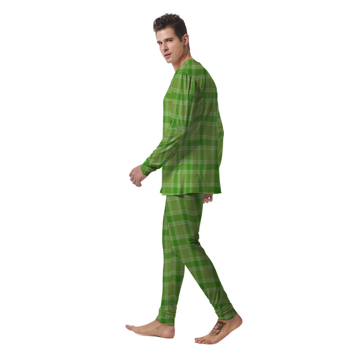 Saint Patrick's Day Shamrock Plaid Print Pattern Men's Pajamas-grizzshop