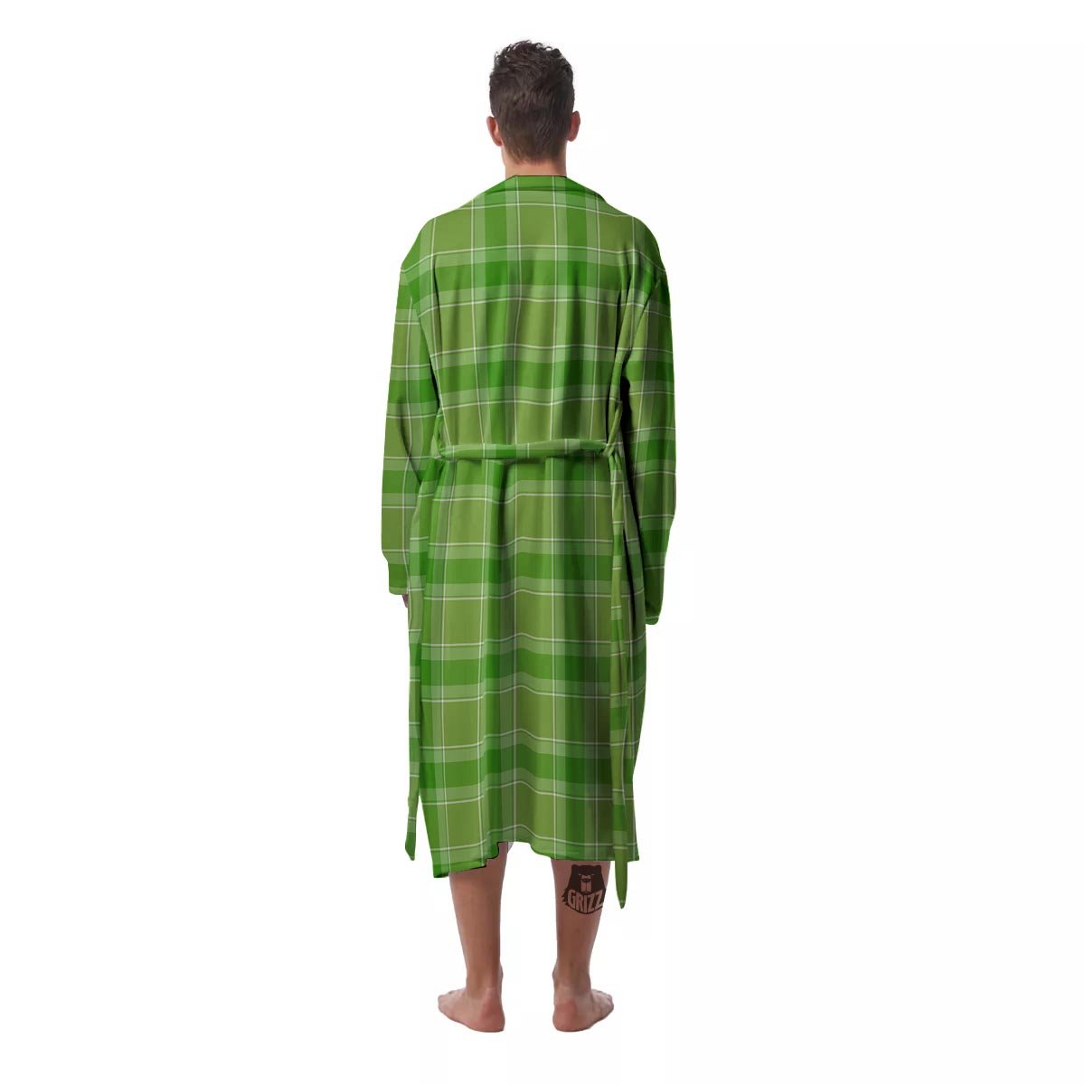 Saint Patrick's Day Shamrock Plaid Print Pattern Men's Robe-grizzshop