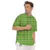 Saint Patrick's Day Shamrock Plaid Print Pattern Men's Short Sleeve Shirts-grizzshop