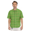 Saint Patrick's Day Shamrock Plaid Print Pattern Men's Short Sleeve Shirts-grizzshop