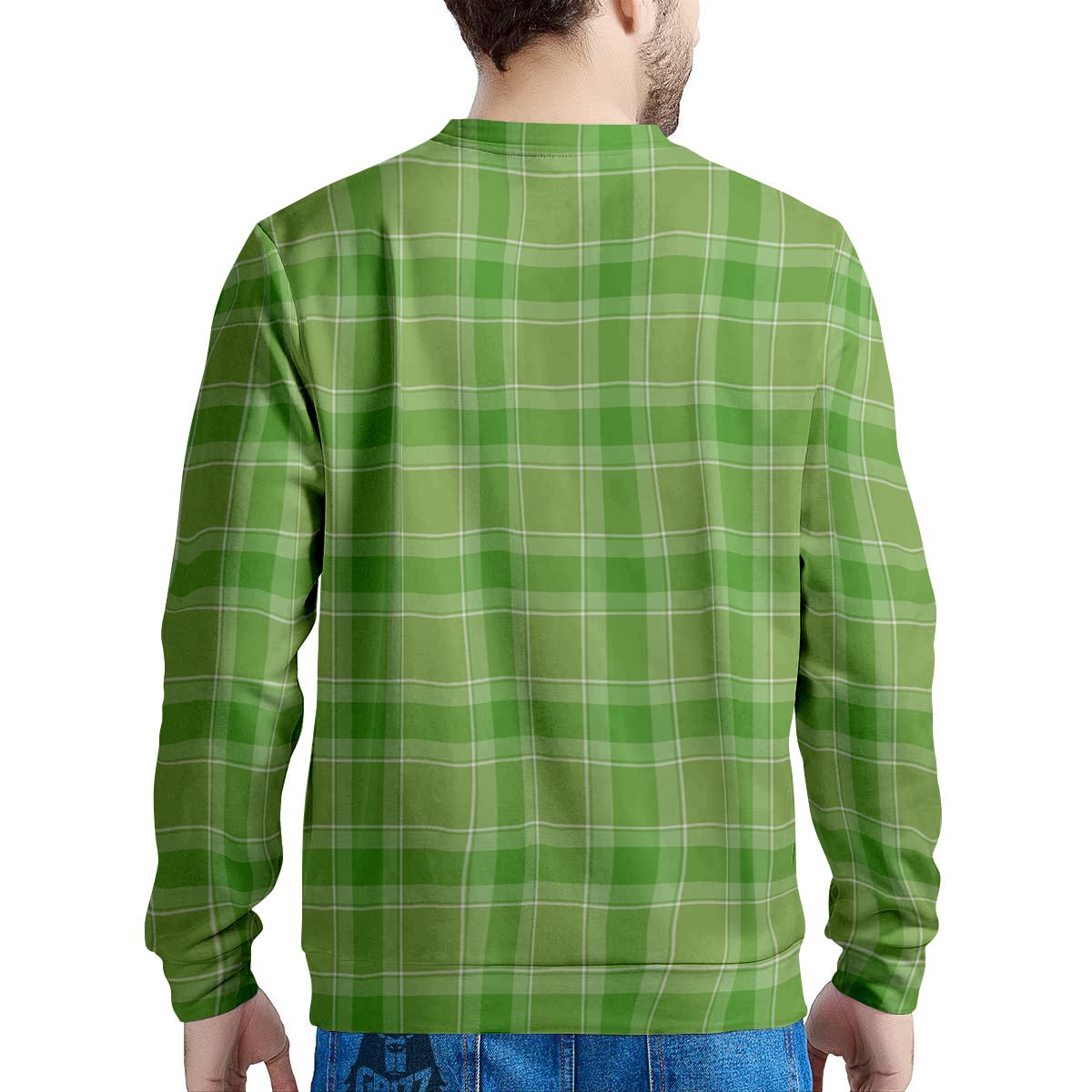 Saint Patrick's Day Shamrock Plaid Print Pattern Men's Sweatshirt-grizzshop