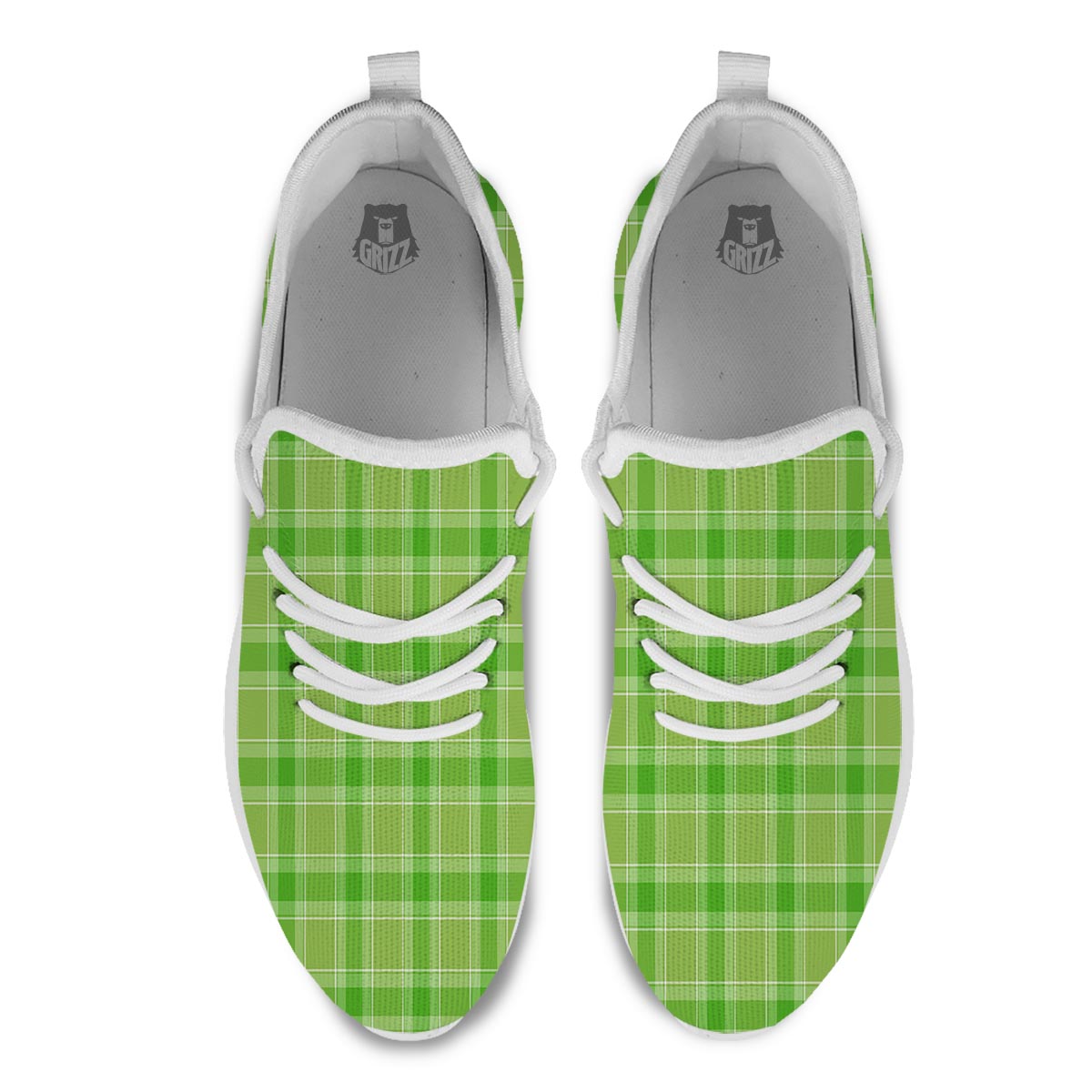 Saint Patrick's Day Shamrock Plaid Print Pattern White Athletic Shoes-grizzshop