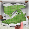 Saint Patrick's Day Shamrock Plaid Print Pattern White Basketball Shoes-grizzshop