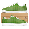 Saint Patrick's Day Shamrock Plaid Print Pattern White Low Top Sneakers-grizzshop