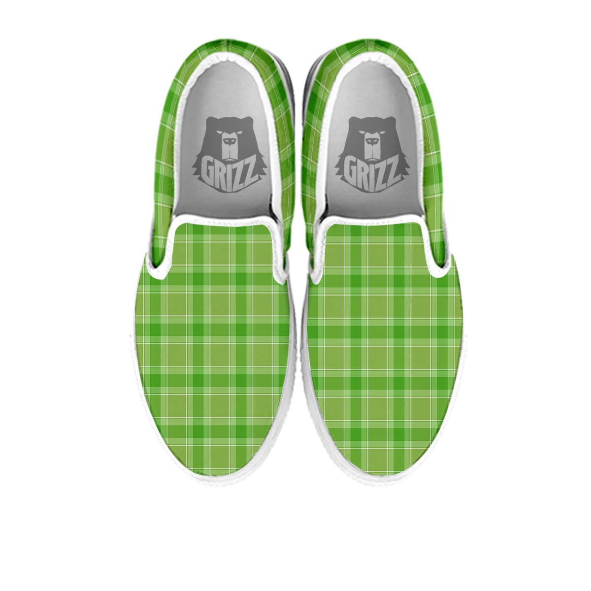 Saint Patrick's Day Shamrock Plaid Print Pattern White Slip On Shoes-grizzshop