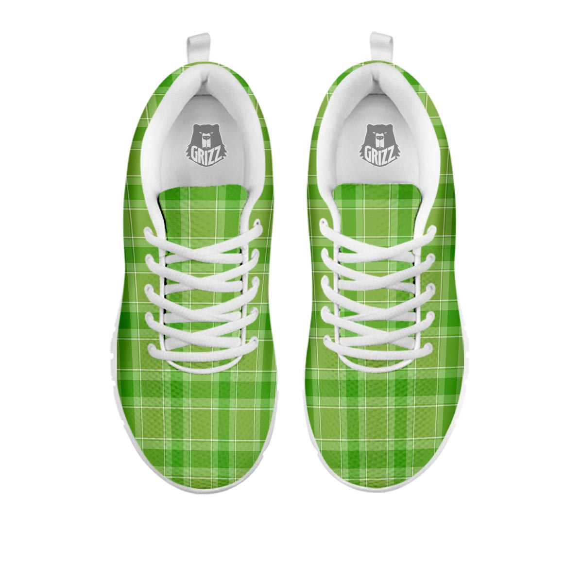 Saint Patrick's Day Shamrock Plaid Print Pattern White Sneaker-grizzshop