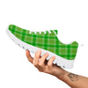 Saint Patrick's Day Shamrock Plaid Print Pattern White Sneaker-grizzshop