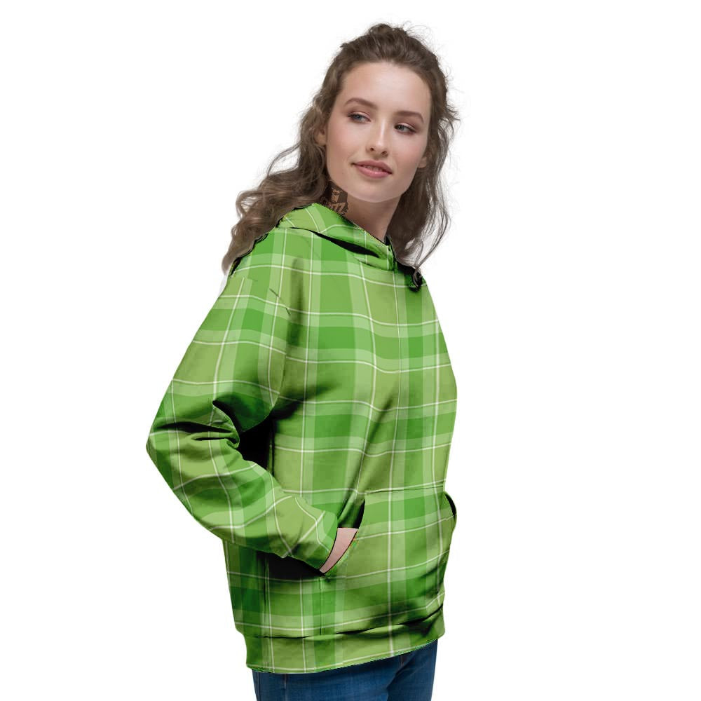 Saint Patrick's Day Shamrock Plaid Print Pattern Women's Hoodie-grizzshop