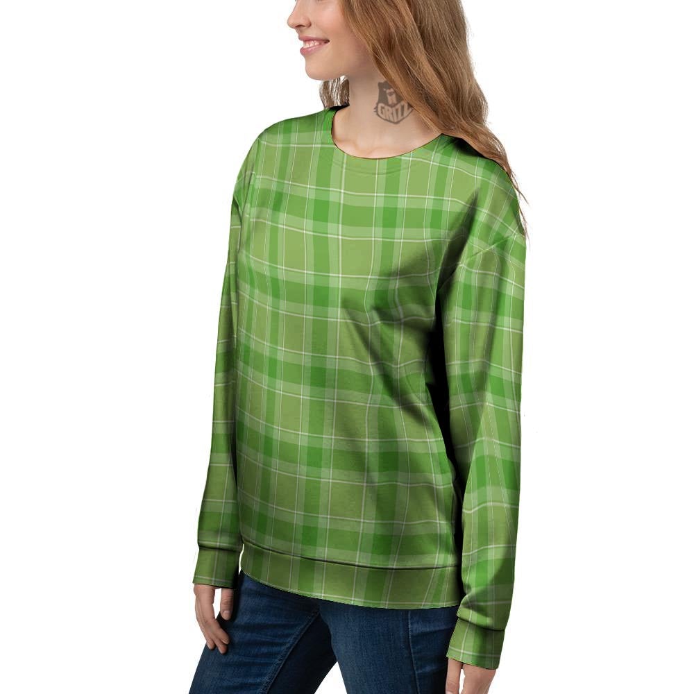 Saint Patrick's Day Shamrock Plaid Print Pattern Women's Sweatshirt-grizzshop