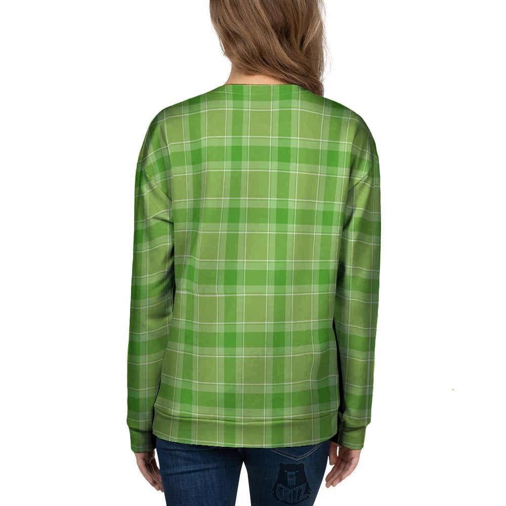 Saint Patrick's Day Shamrock Plaid Print Pattern Women's Sweatshirt-grizzshop