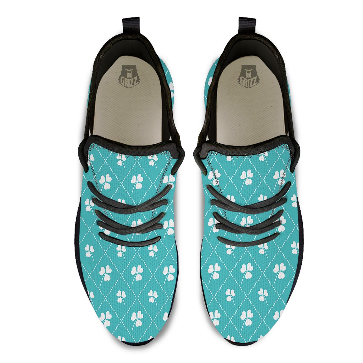 Saint Patrick's Day Shamrock Print Pattern Black Athletic Shoes-grizzshop