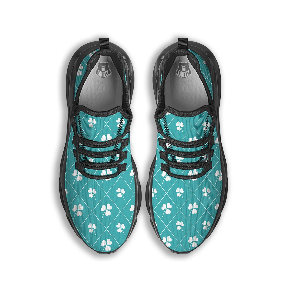 Saint Patrick's Day Shamrock Print Pattern Black Running Shoes-grizzshop