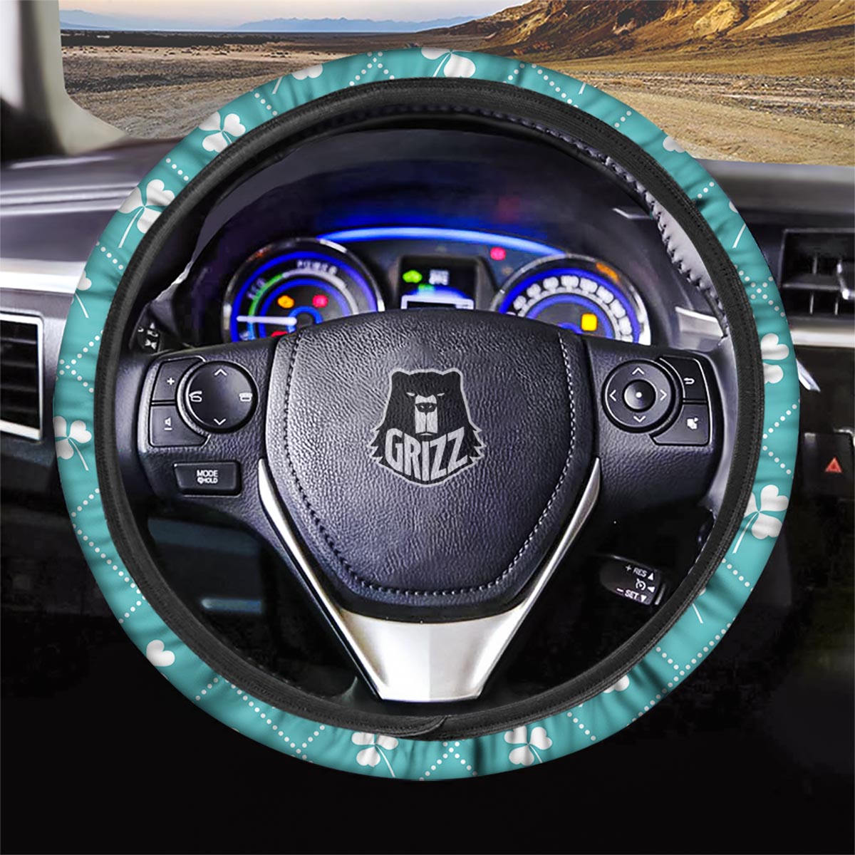 Saint Patrick's Day Shamrock Print Pattern Car Steering Wheel Cover-grizzshop