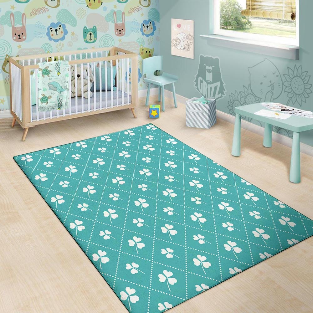 Saint Patrick's Day Shamrock Print Pattern Floor Mat-grizzshop