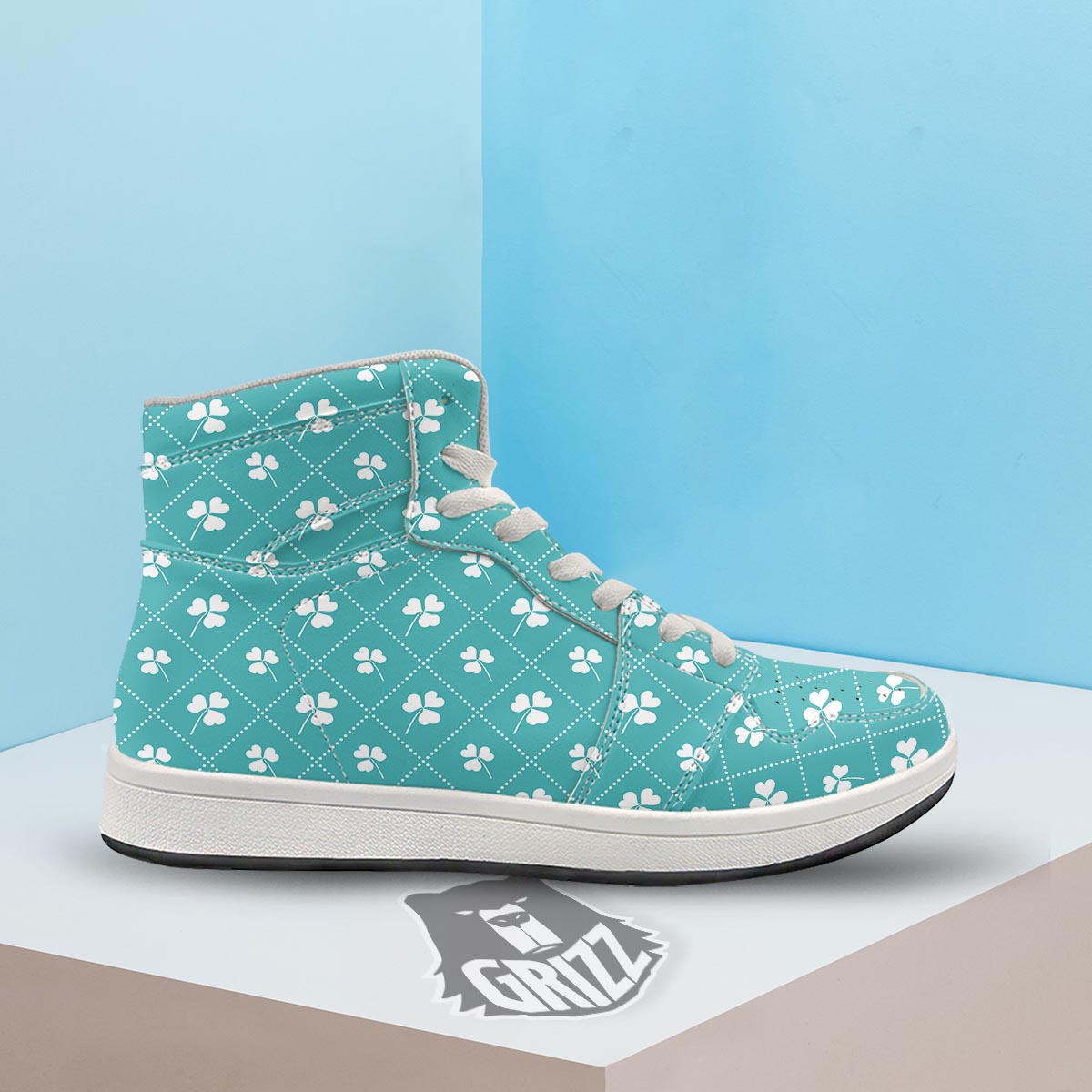 Saint Patrick's Day Shamrock Print Pattern High Top Sneakers-grizzshop