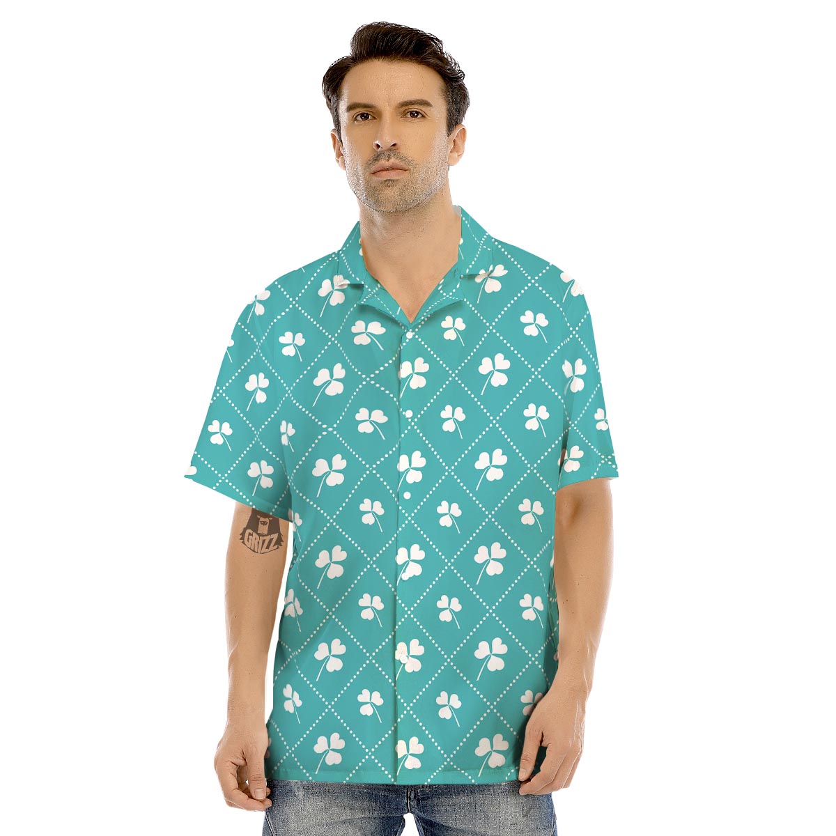 Saint Patrick's Day Shamrock Print Pattern Men's Hawaiian Shirt-grizzshop