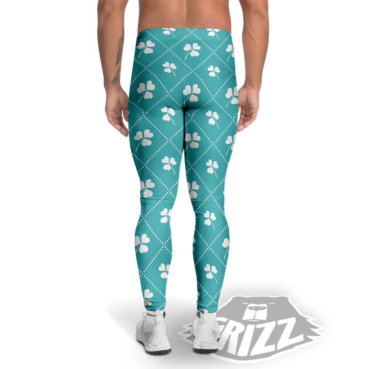 Saint Patrick's Day Shamrock Print Pattern Men's Leggings-grizzshop