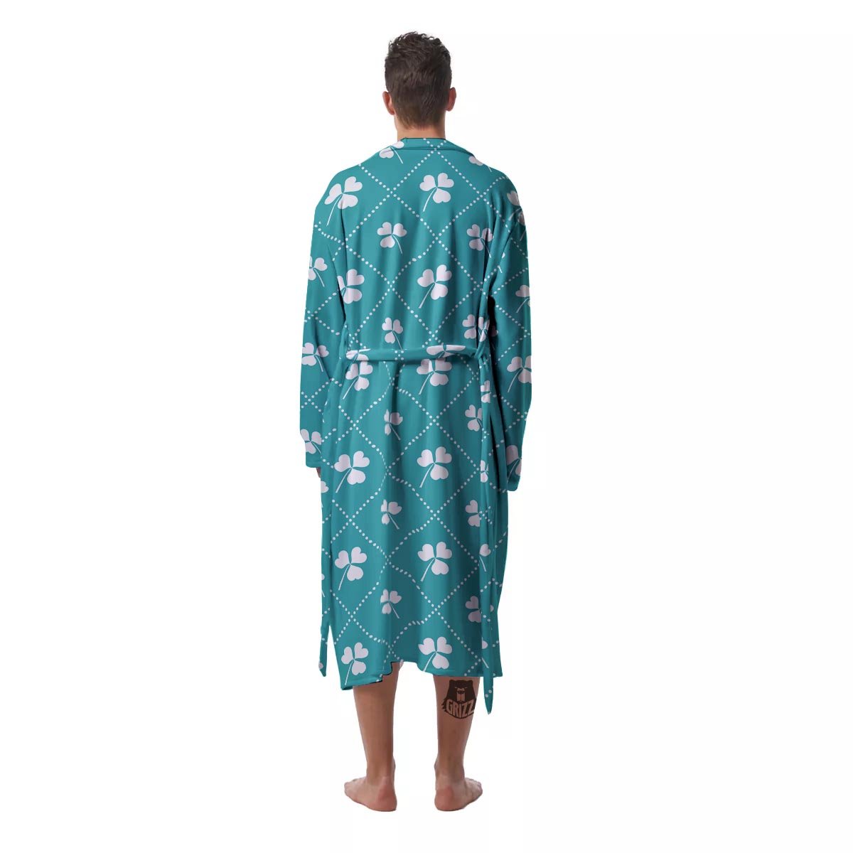 Saint Patrick's Day Shamrock Print Pattern Men's Robe-grizzshop