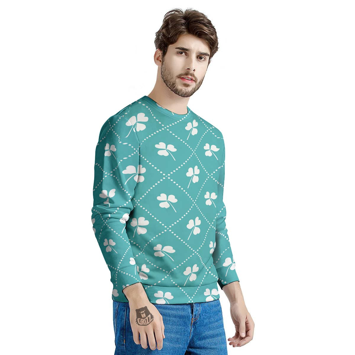 Saint Patrick's Day Shamrock Print Pattern Men's Sweatshirt-grizzshop