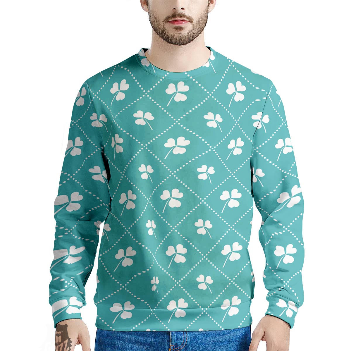 Saint Patrick's Day Shamrock Print Pattern Men's Sweatshirt-grizzshop