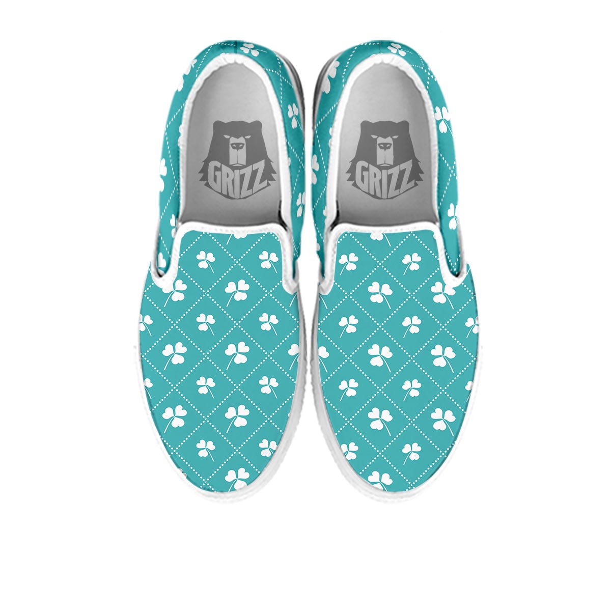 Saint Patrick's Day Shamrock Print Pattern White Slip On Shoes-grizzshop