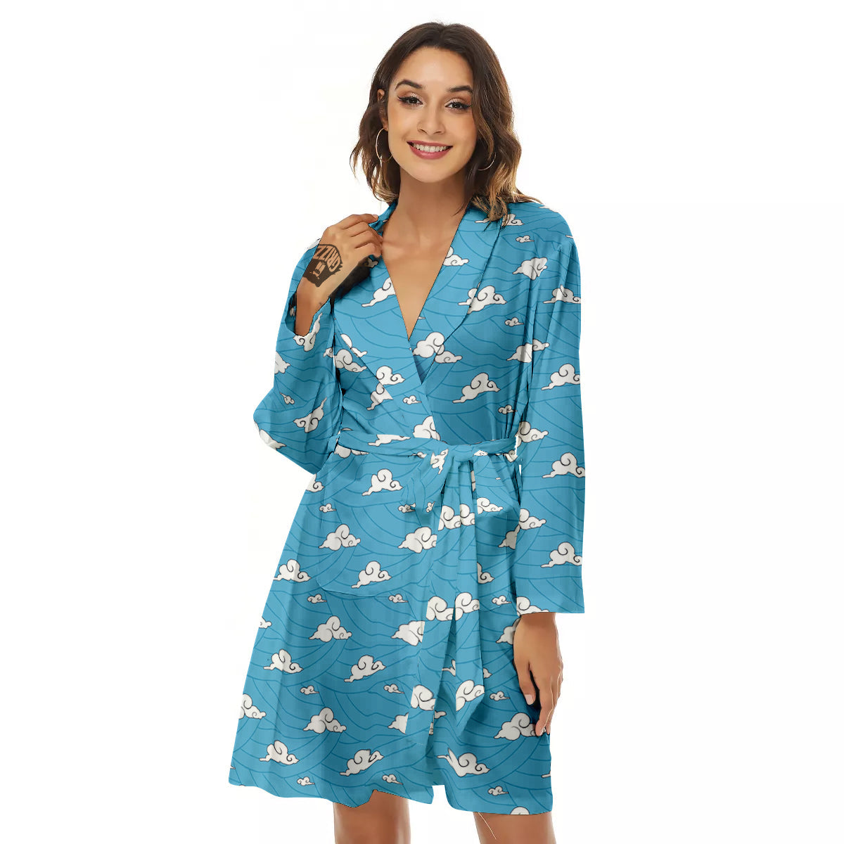 Sakonji Print Pattern Women's Robe-grizzshop