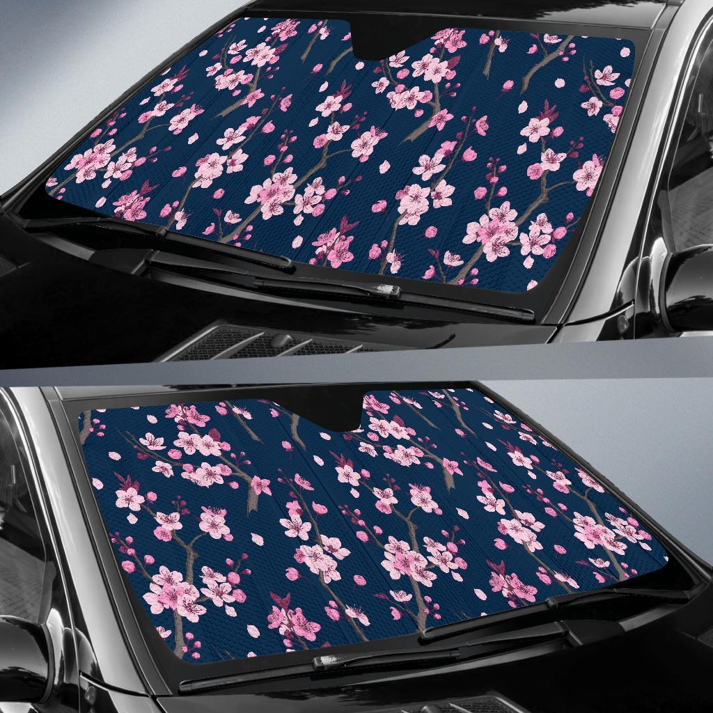 Sakura Cherry Blossom Car Sun Shade-grizzshop