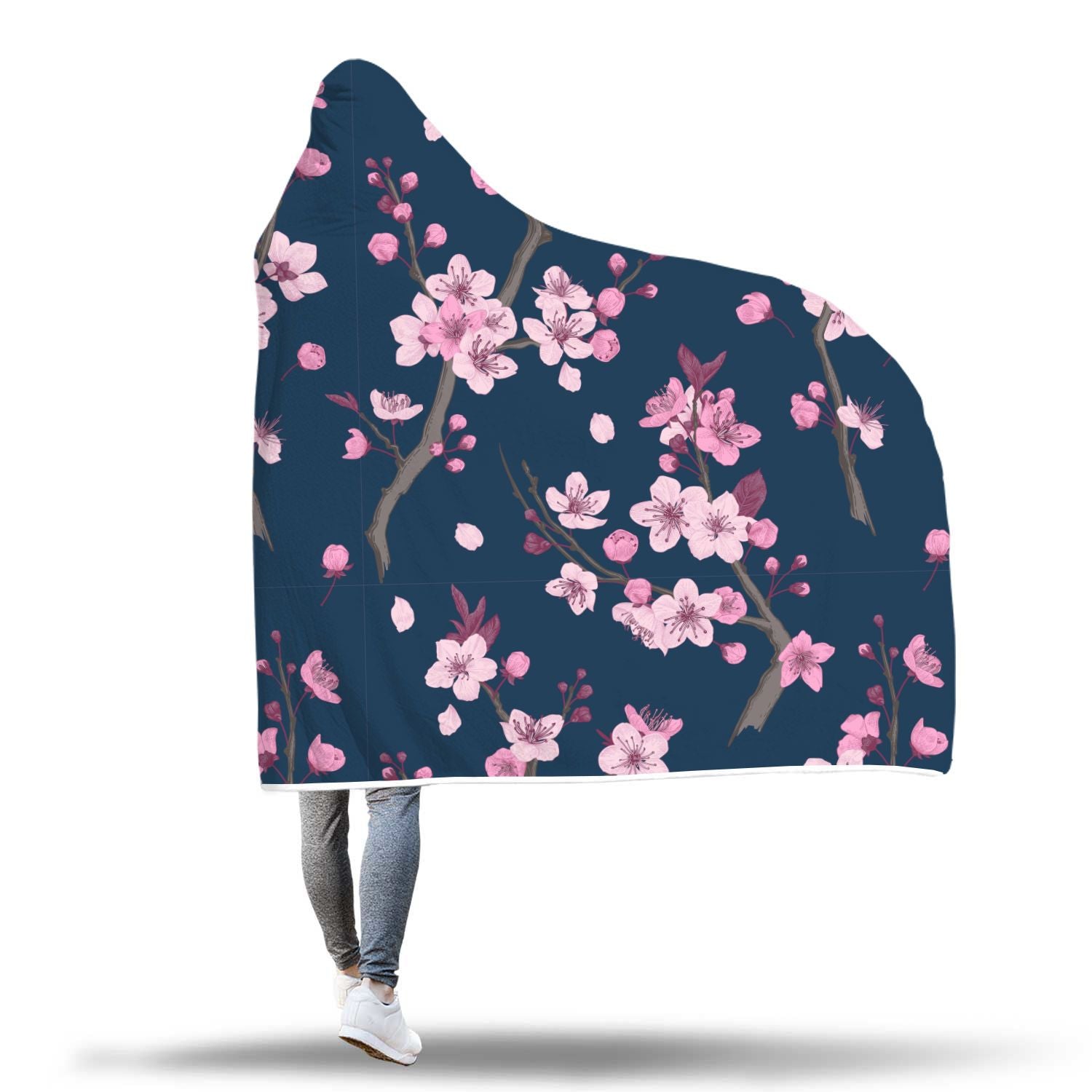 Sakura Cherry Blossom Hooded Blanket-grizzshop