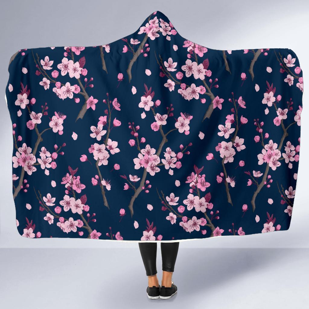 Sakura Cherry Blossom Hooded Blanket-grizzshop