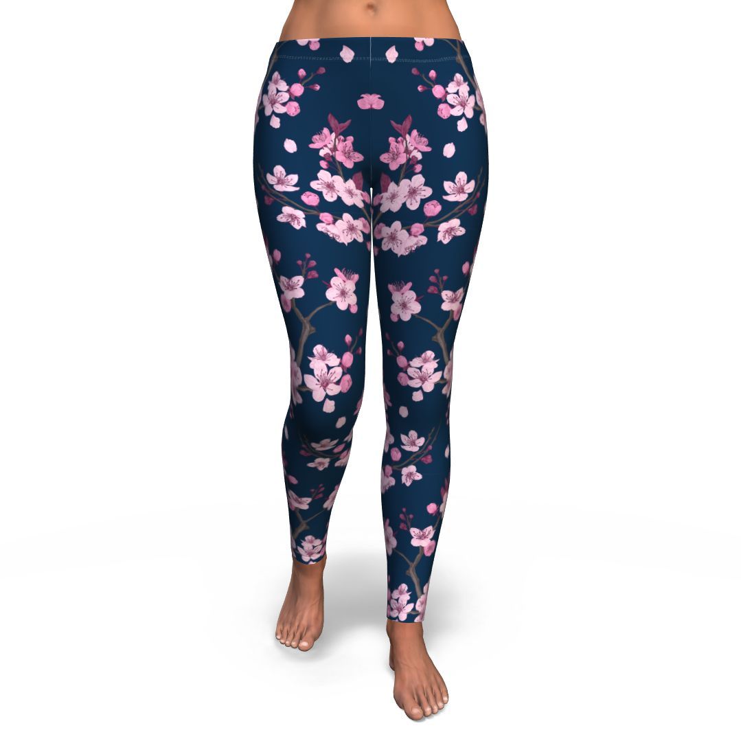 Sakura Cherry Blossom Pattern Print Pattern Women Leggings-grizzshop