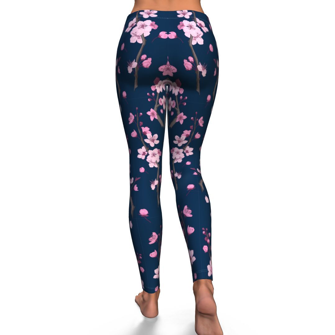 Sakura Cherry Blossom Pattern Print Pattern Women Leggings-grizzshop