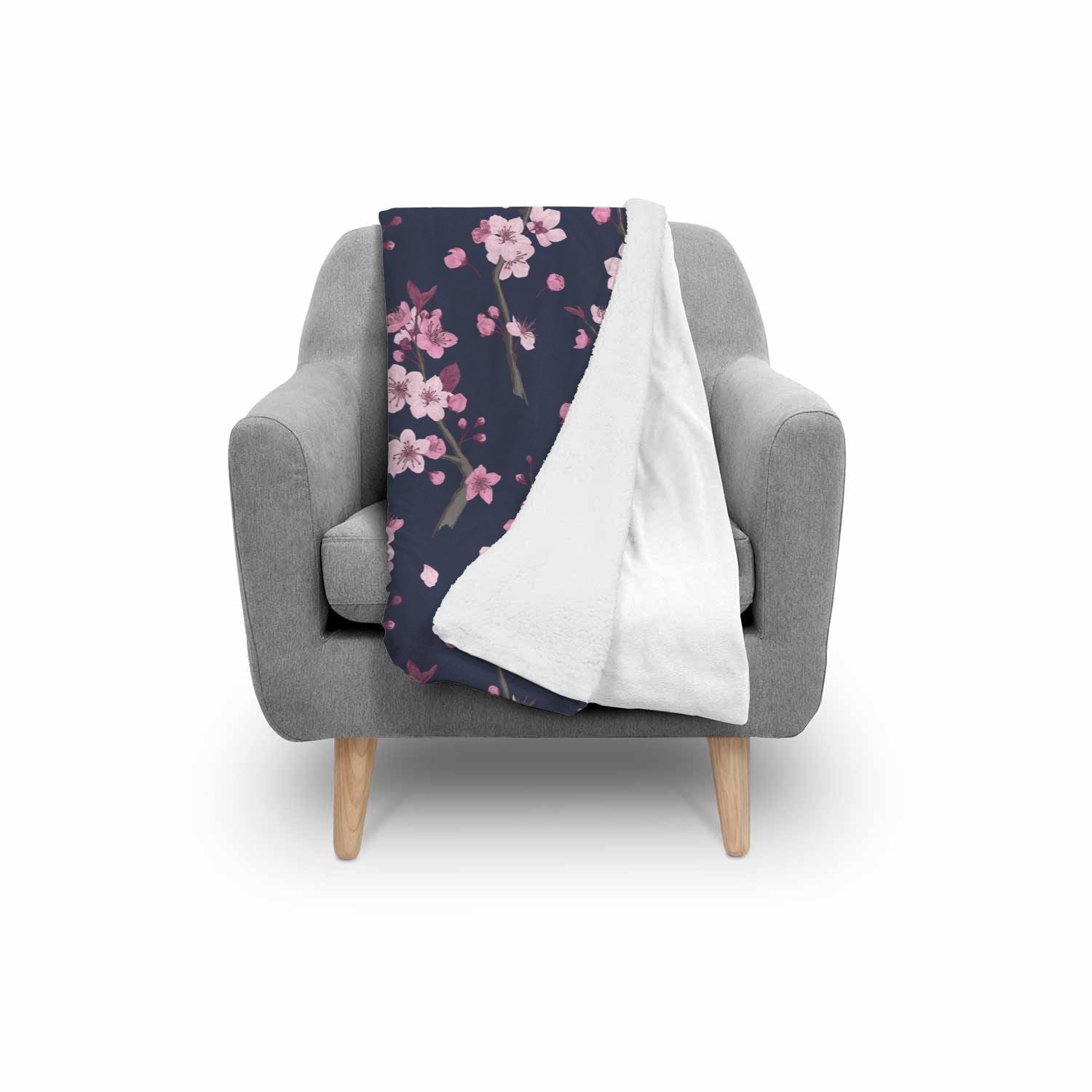 Sakura Cherry Blossom Pattern Print Throw Blanket-grizzshop
