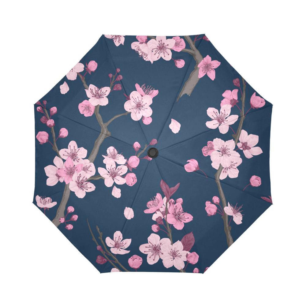 Sakura Cherry Blossom Print Automatic Foldable Umbrella-grizzshop