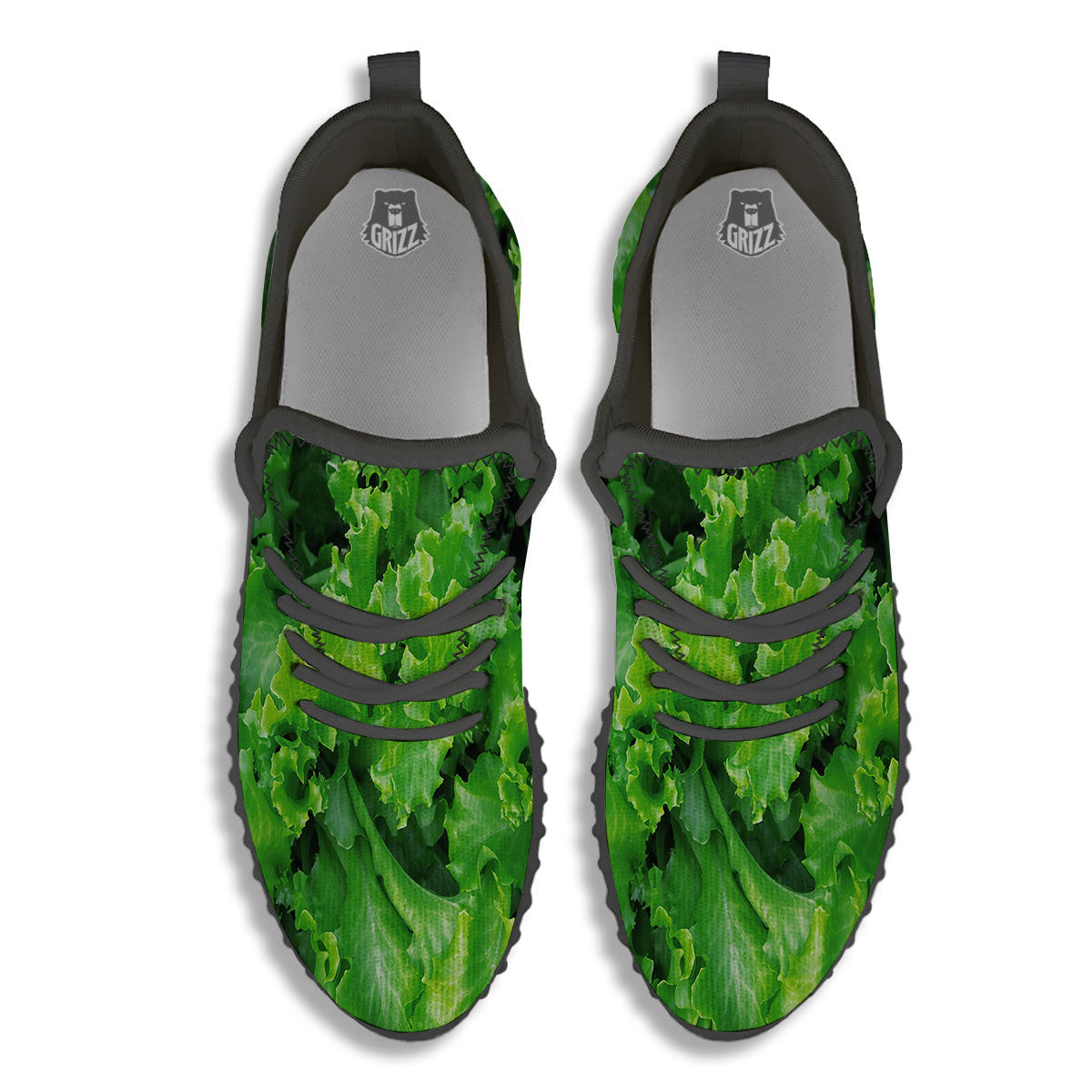 Salad Lettuce Green Print Black Walking Shoes-grizzshop