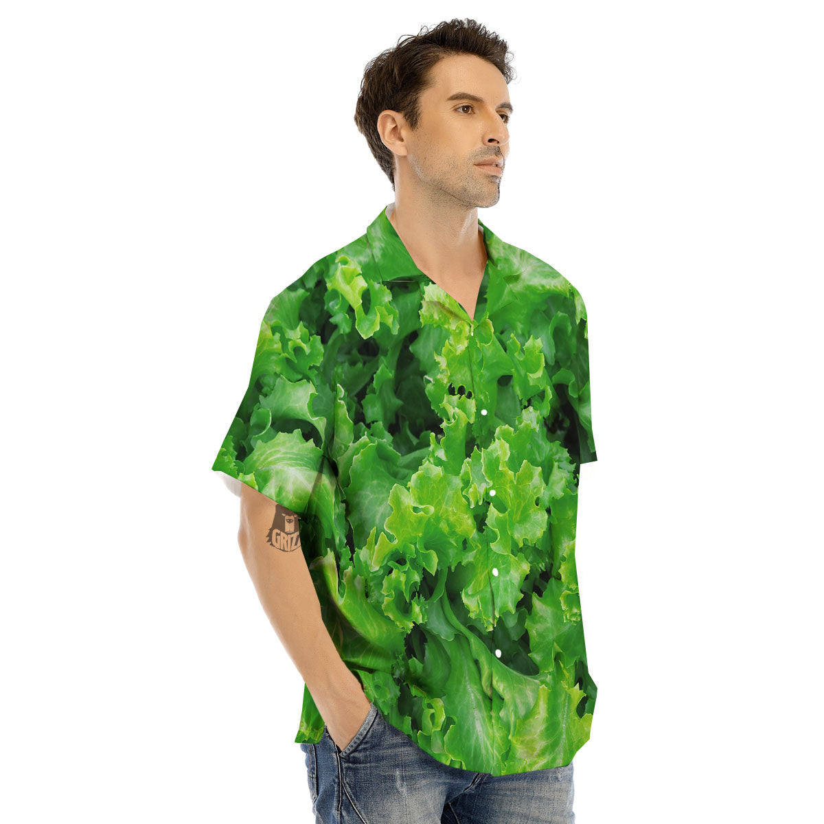 Salad Lettuce Green Print Men's Hawaiian Shirt-grizzshop
