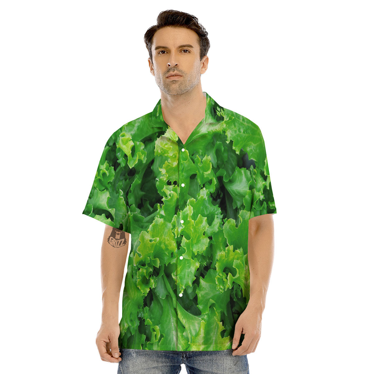 Salad Lettuce Green Print Men's Hawaiian Shirt-grizzshop