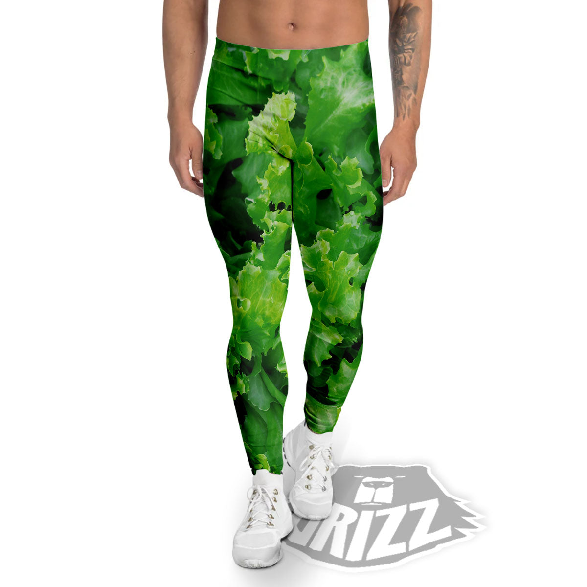 Salad Lettuce Green Print Men's Leggings-grizzshop