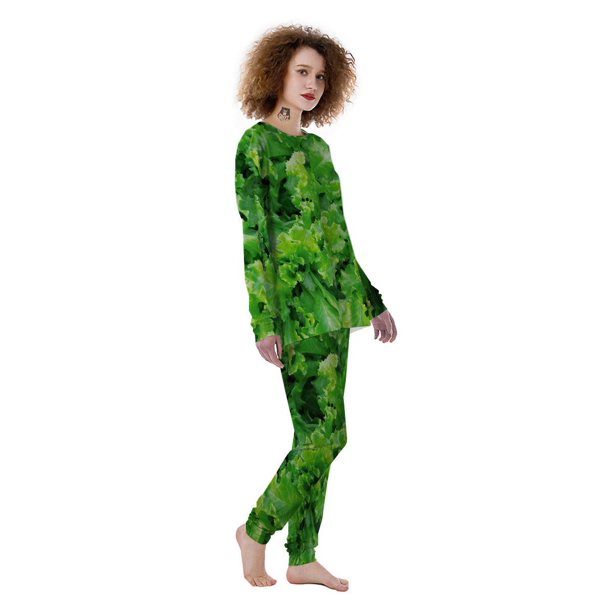 Salad Lettuce Green Print Women's Pajamas-grizzshop