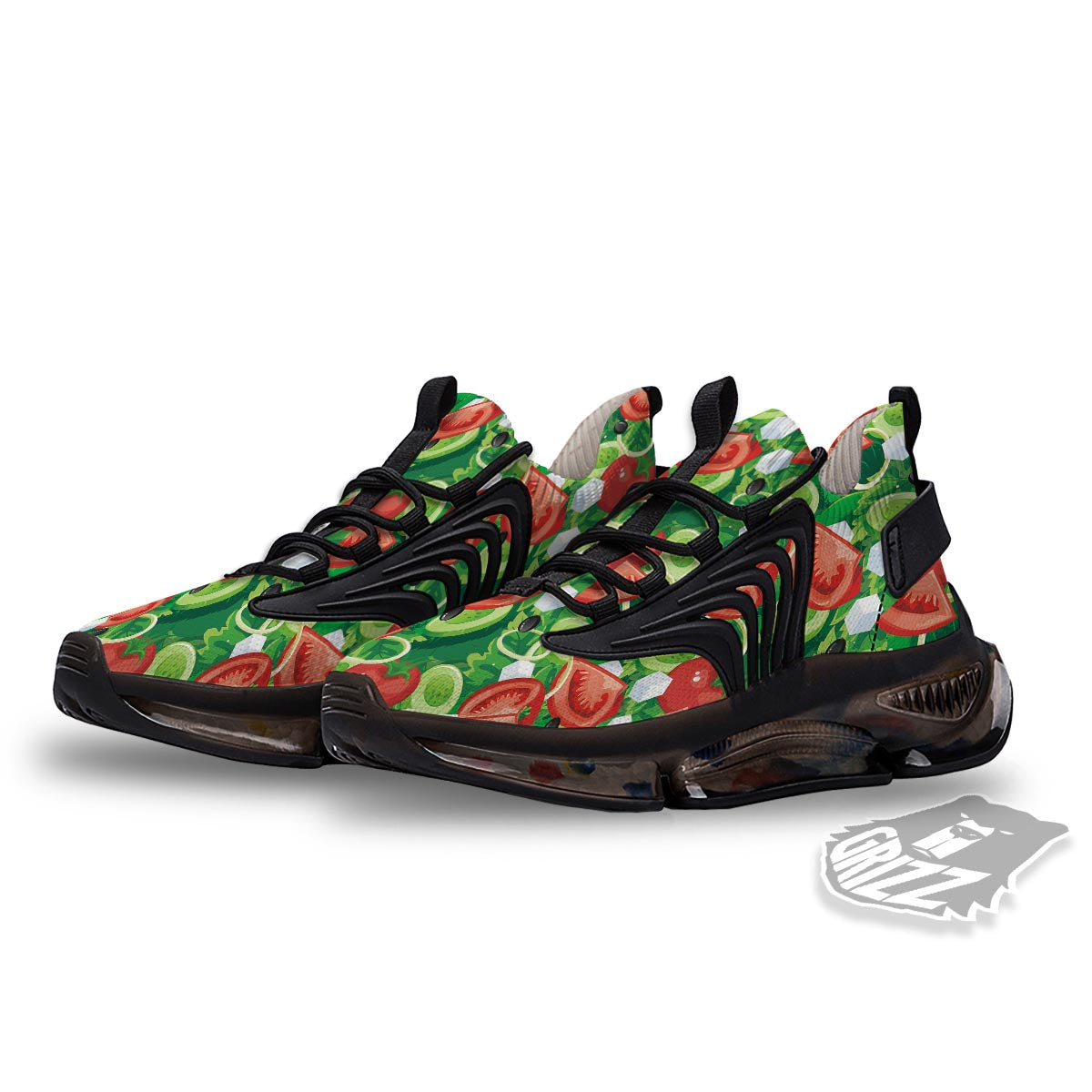 Salad Vegetable Print Pattern Black Gym Shoes-grizzshop