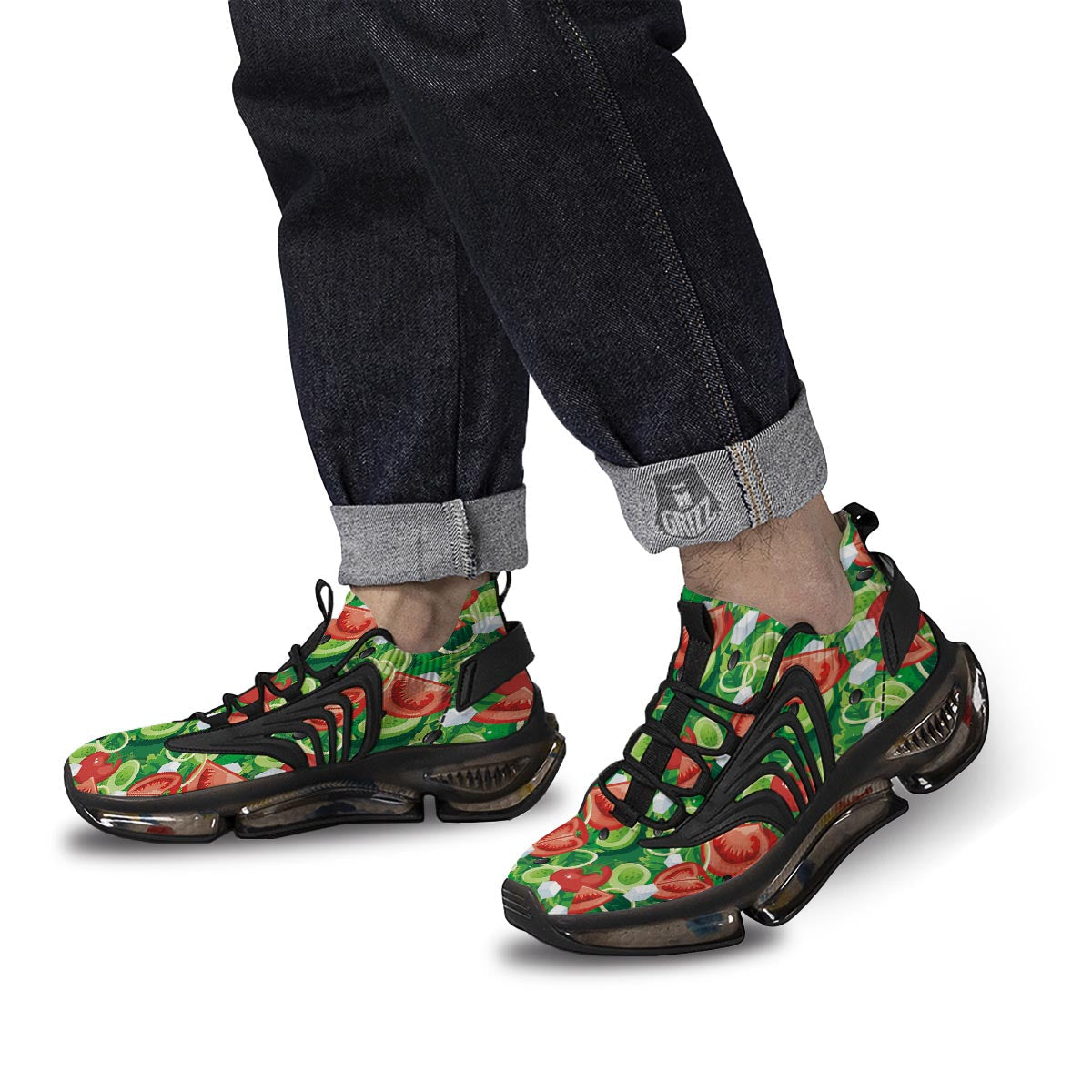 Salad Vegetable Print Pattern Black Gym Shoes-grizzshop