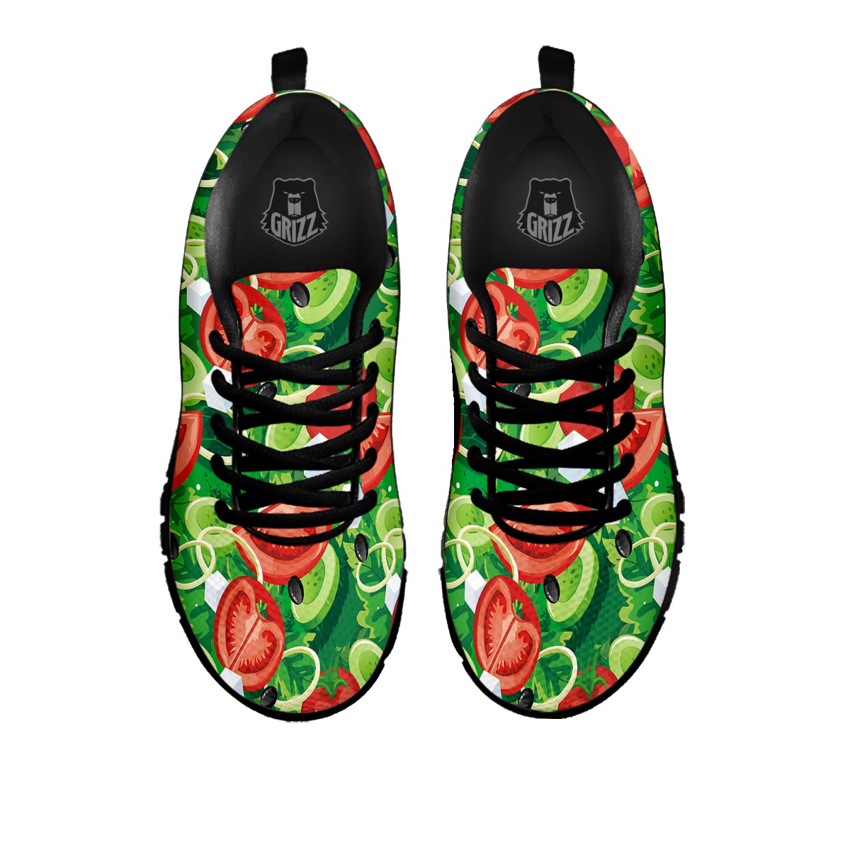 Salad Vegetable Print Pattern Black Sneaker-grizzshop