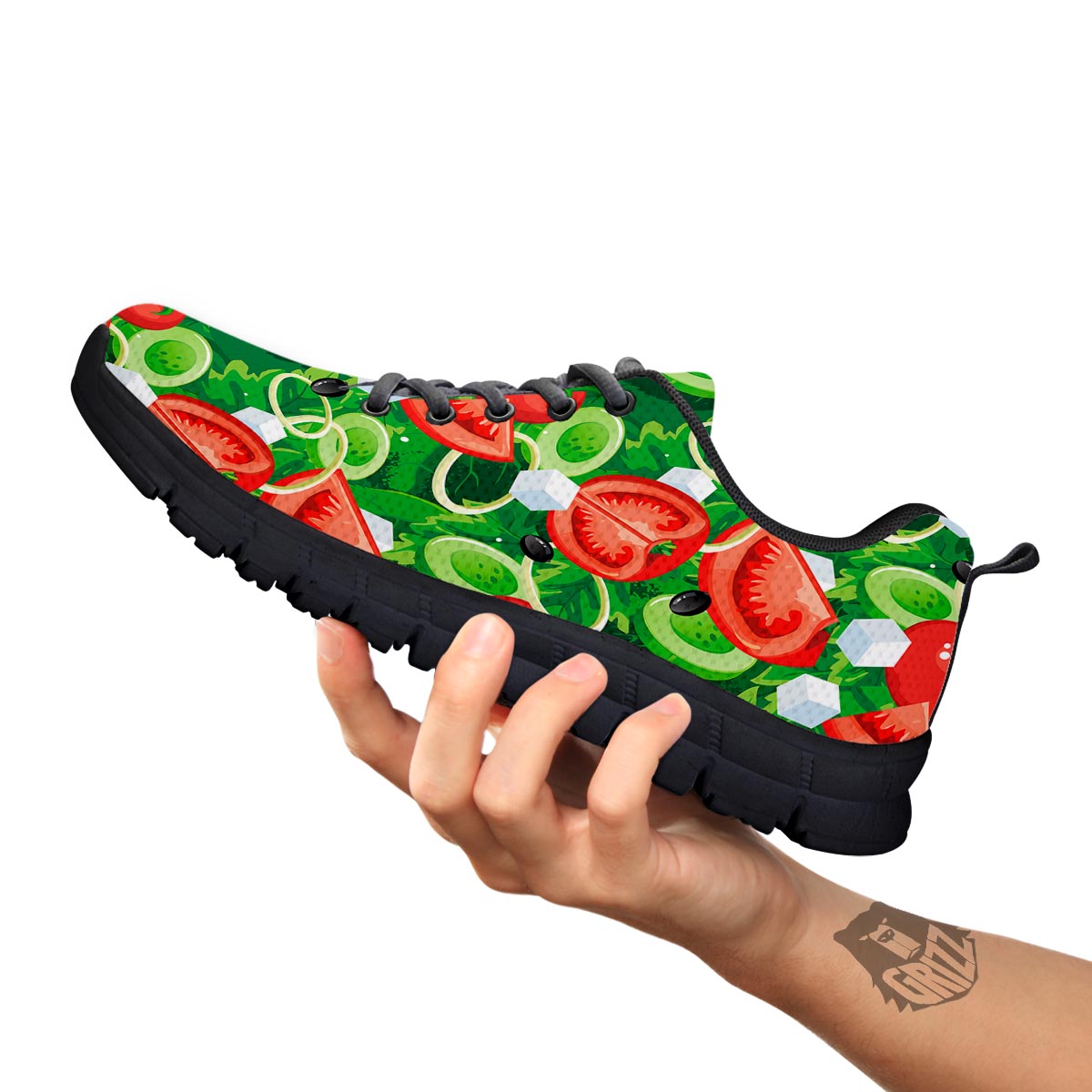 Salad Vegetable Print Pattern Black Sneaker-grizzshop