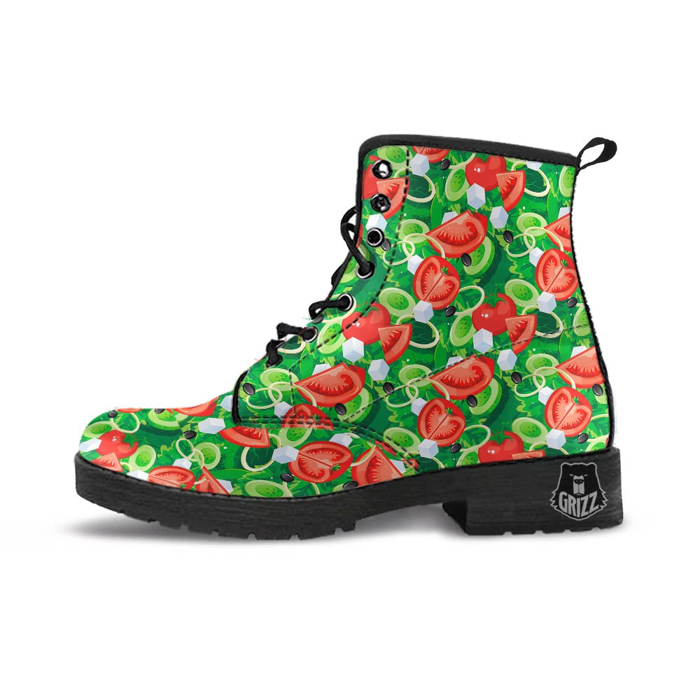 Salad Vegetable Print Pattern Leather Boots-grizzshop