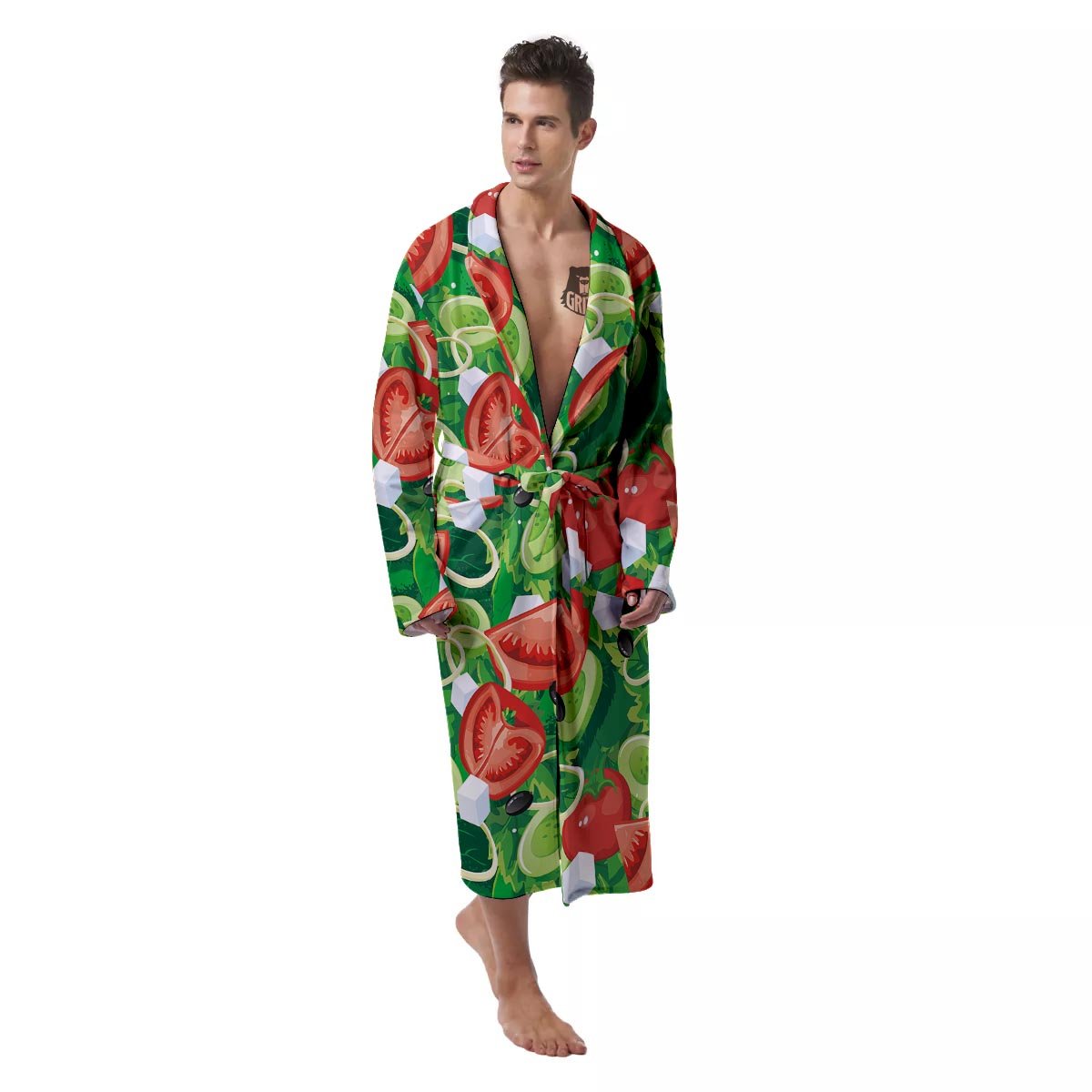 Salad Vegetable Print Pattern Men's Robe-grizzshop